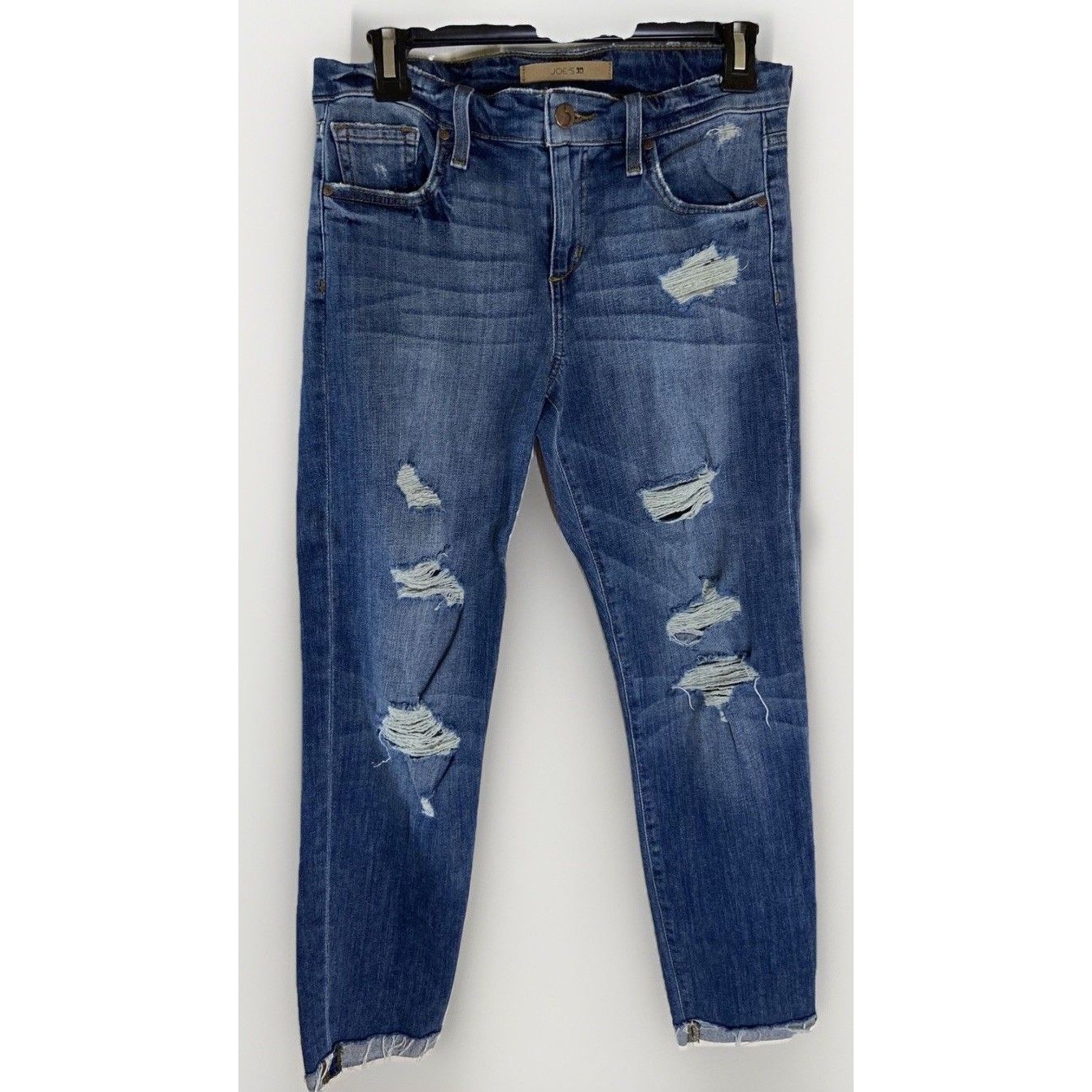 Joe's Jeans Kency Boyfriend Slim Crop Jean Blue Stretch Distressed, Cuffed, 25